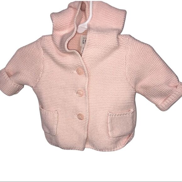 Kid's Gap Baby Pink Knit Jacket with Bear Ears on Hood - Picture 1 of 6